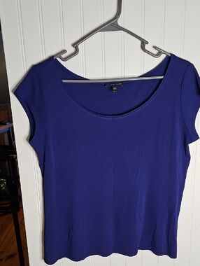 Eileen Fisher Scoop Neck Short Sleeve Top in Deep Blue